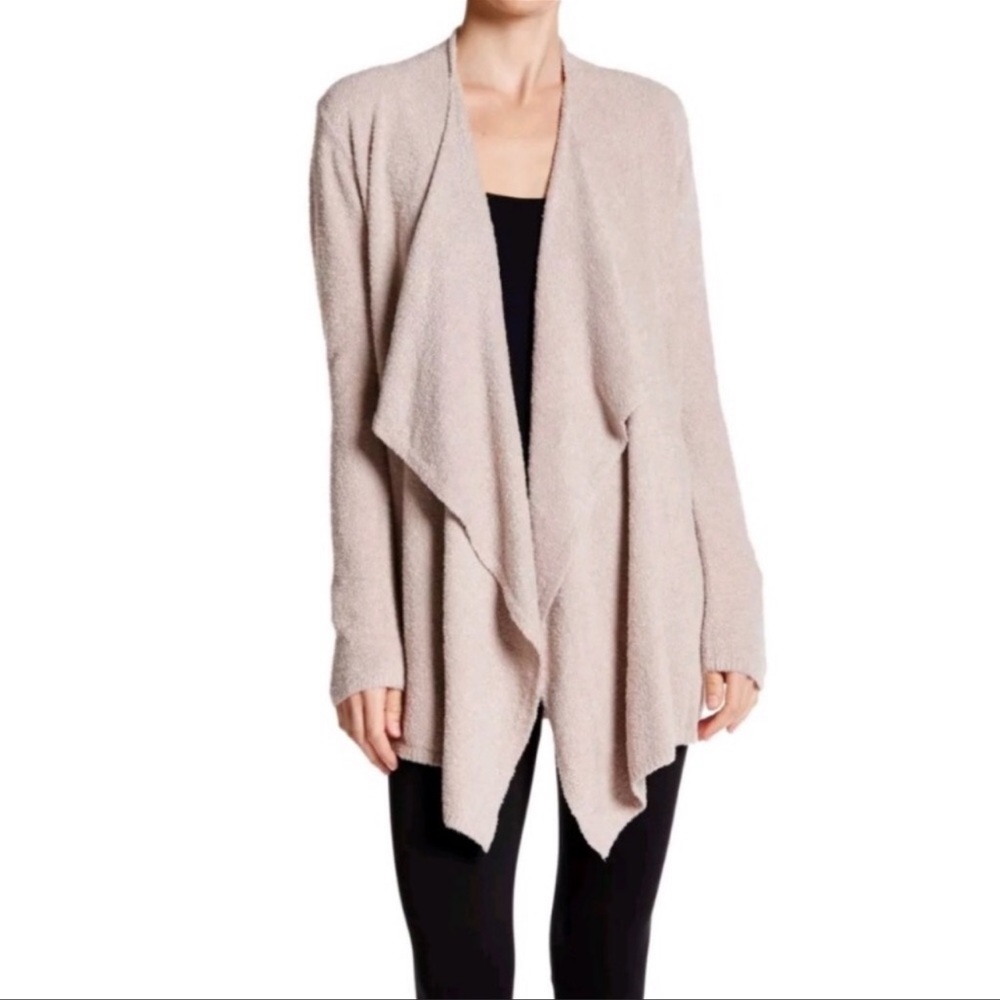Barefoot Dreams Women's Draped Open Cardigan in Light Beige